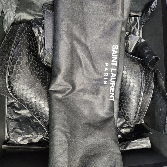 Y2K SAINT Laurent Janis 80 Black Snakeskin Stiletto Ankle Boots 7.5 37 1/2 - Picture 13 of 15